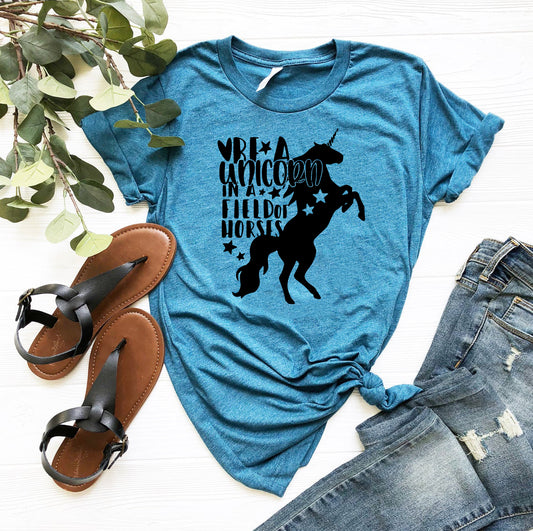 A Unicorn In A Field Or Horses Shirt
