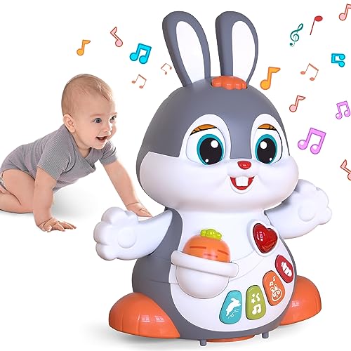 MOONTOY Baby Crawling Toys 6 to 12 Months,Bunny Musical Toy Gifts Infant Toys for 6 7 8 9 10 12 Months,Baby Learning Toy with Light & Sound Toy for 1 +Year Old Boy Girl,Toddler Interactive To
