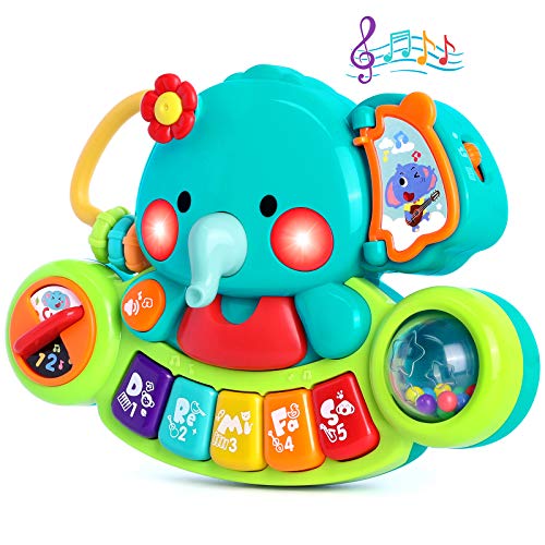 Baby Piano Toy 6 to 12 Months Elephant Light Up Music Baby Toys for 6 9 12 18 Months Early Learning Educational Piano Keyboard Infant Toys Baby Girl Piano Toy Gift Toy for 1 Year Old Boys Gir