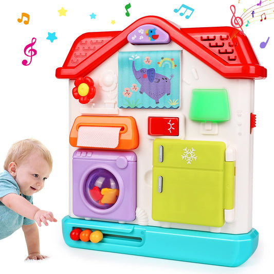 Toys for 1 Year Old Montessori House Busy Board for Toddlers 1-3 Light Up Musical Baby Toys 12-18 Month Sensory Toddler Toys Age 1-2 Fine Motor Skills Toy Xmax Birthday Gift for 1 Year Old Bo