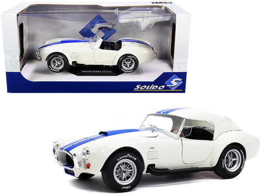 Shelby Cobra 427 S/C Convertible Wimbledon White with Blue Stripes 1/18 Diecast Model Car by Solido - G&K's
