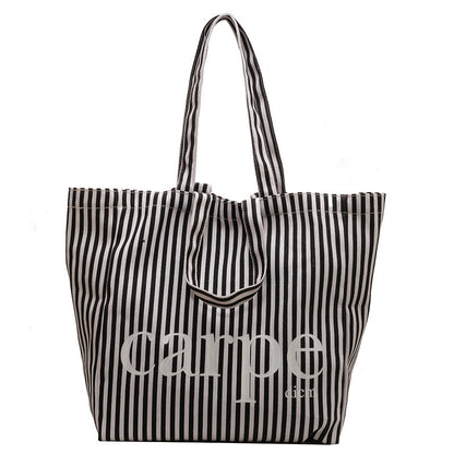 Striped Canvas Bag Tote Bag Large Capacity One Shoulder Handbag - G&K's