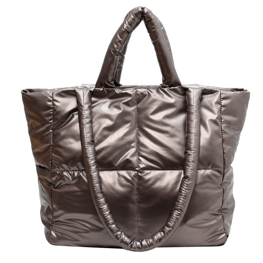 Winter Lightweight Tote Bag Fashion Filled Cotton One Shoulder Women's Bag Puffer Shoulder Bag Pillow Shopper Bag - G&K's