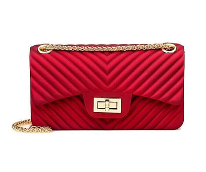 Women Fashion Shoulder Bag Jelly Clutch Handbag Quilted Crossbody Bag with Chain - G&K's
