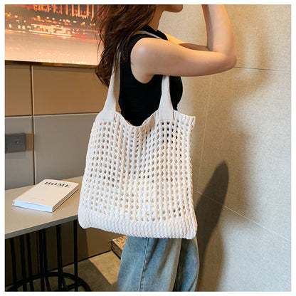 Woolen Knitted Bag Casual Hollow out Knitted Bag Handheld Tote Bag - G&K's