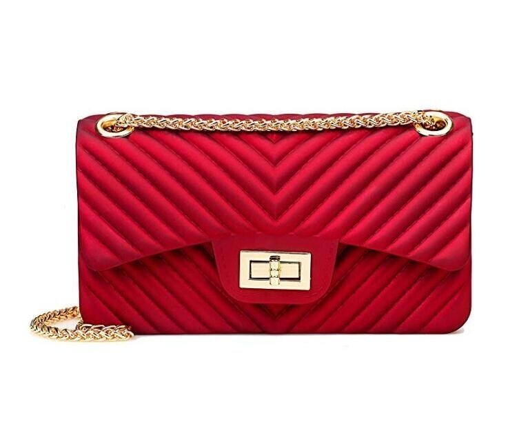 Women Fashion Shoulder Bag Jelly Clutch Handbag Quilted Crossbody Bag with Chain - G&K's